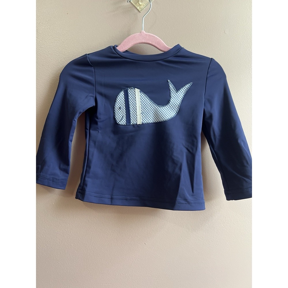 Funtasia Too Unisex Toddler Whale Long‎ Sleeve Rashguard Navy Size 24 Months